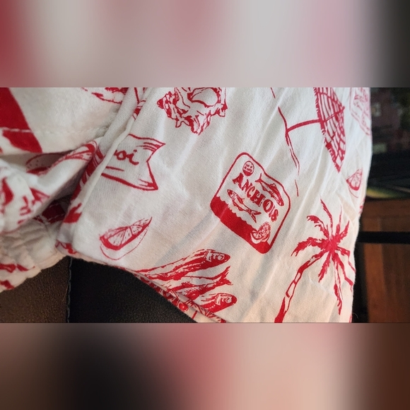 April Kiss linen blend wide-leg with Fun Graphic Print Pants - Picture 4 of 7